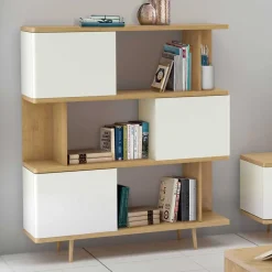 Wohnen Design Scandi Standregal mit 3 Türen - Jendren I