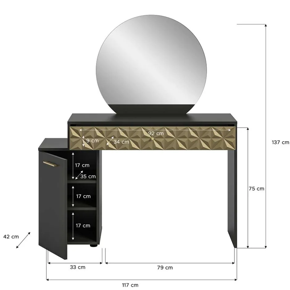 Design Schminktisch in Schwarz und Gold - Madrilena^Wohnen Hot