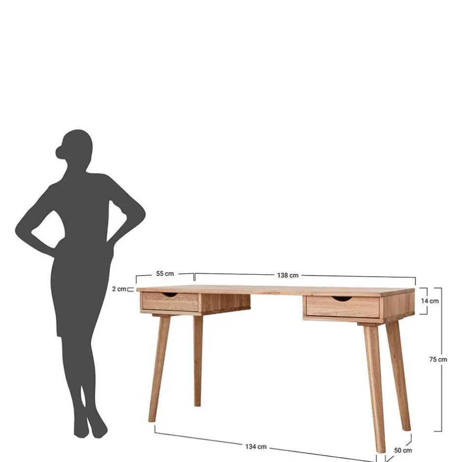 Kinder Wohnen Design Schreibtisch aus Wildeiche Massivholz - Fabijola