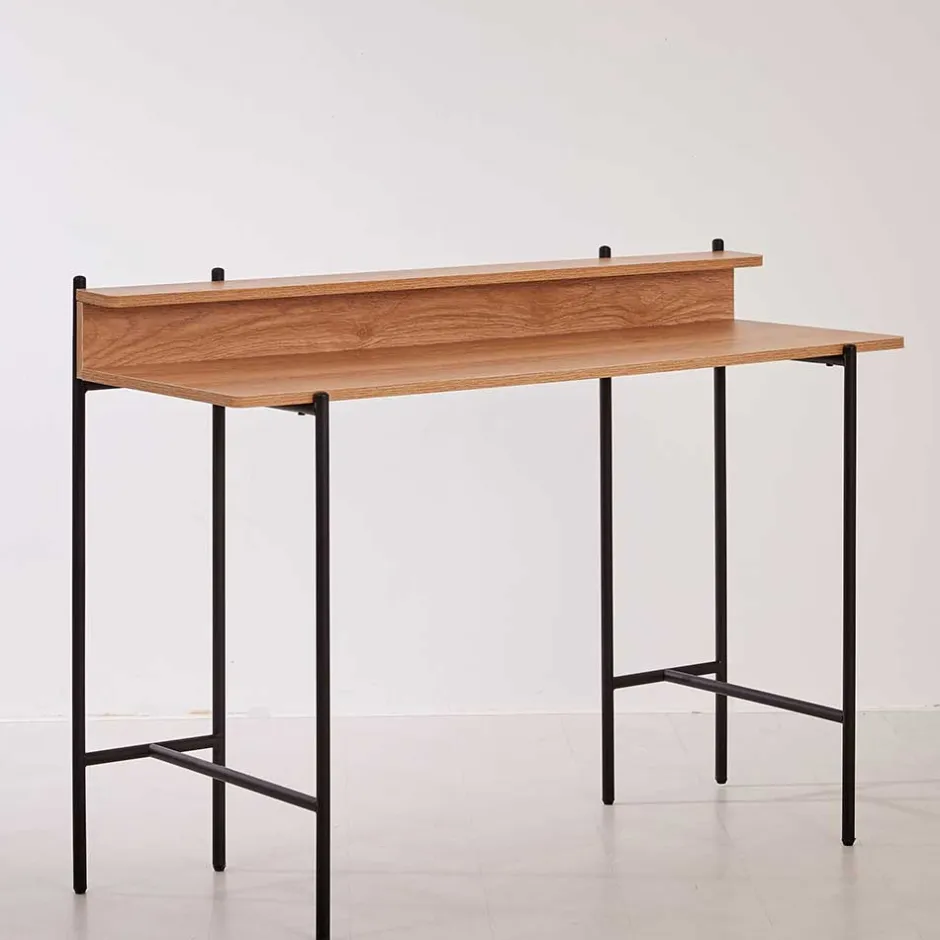 Wohnen Design Schreibtisch in Akazie Optik & Schwarz - Charme