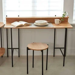 Wohnen Design Schreibtisch in Akazie Optik & Schwarz - Charme