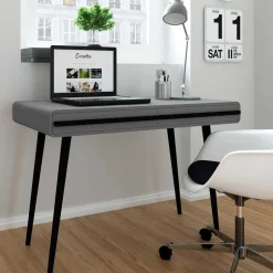 Kinder Wohnen Design Schreibtisch in Grau mit Schwarz - Pavias