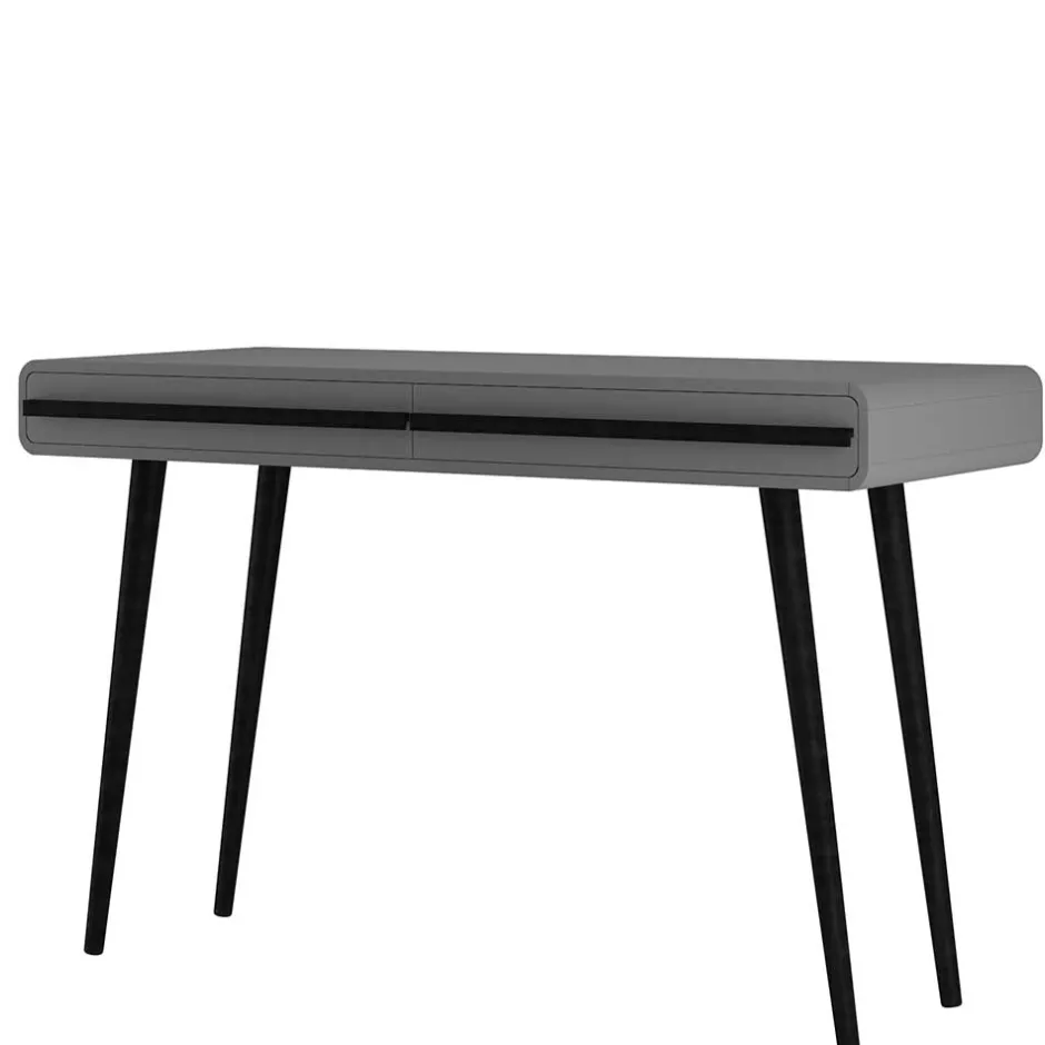 Kinder Wohnen Design Schreibtisch in Grau mit Schwarz - Pavias