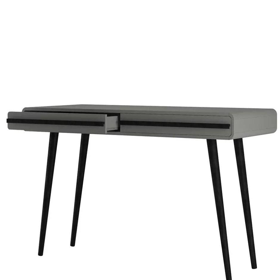 Kinder Wohnen Design Schreibtisch in Grau mit Schwarz - Pavias