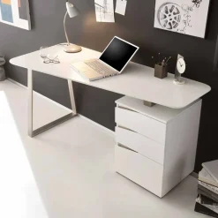 Design Schreibtisch in Weiß 150x67 cm Velino mit 3 Schubladen^Wohnen Best