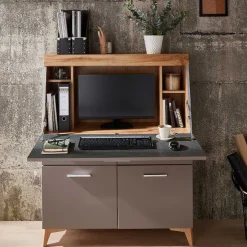 Wohnen Design Sekretär in Grau & Eiche NB - Zella