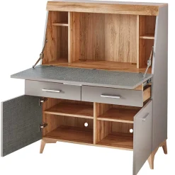 Wohnen Design Sekretär in Grau & Eiche NB - Zella