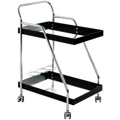 Design Servierwagen mit zwei Spiegelglas Ablagen - Asticia^Wohnen Outlet