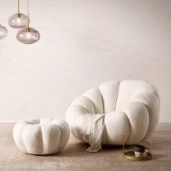 Wohnen Design Sessel mit Hocker Set - Zyrano (zweiteilig)