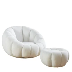 Wohnen Design Sessel mit Hocker Set - Zyrano (zweiteilig)