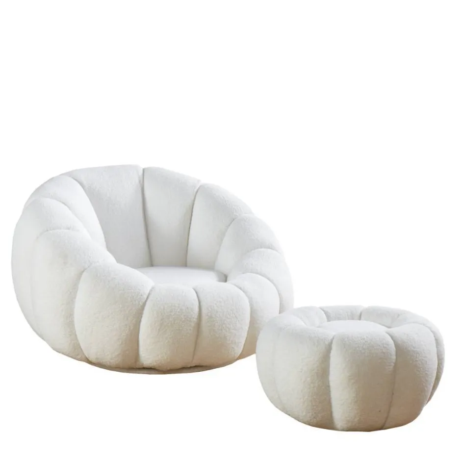 Wohnen Design Sessel mit Hocker Set - Zyrano (zweiteilig)