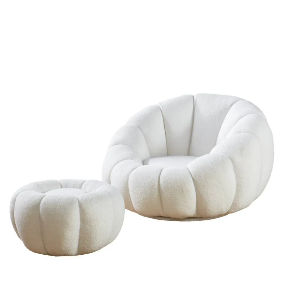 Wohnen Design Sessel mit Hocker Set - Zyrano (zweiteilig)