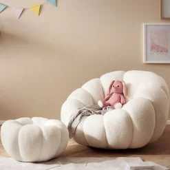 Wohnen Design Sessel mit Hocker Set - Zyrano (zweiteilig)