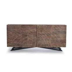 Design Sideboard aus Akazienholz mit Schnitzerei - Merlan^Wohnen Outlet