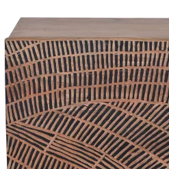 Design Sideboard aus Akazienholz mit Schnitzerei - Merlan^Wohnen Outlet