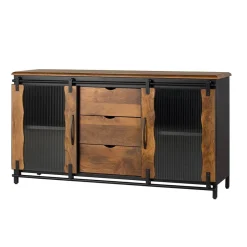 Wohnen Design Sideboard aus Mangoholz und Metall - Aglia