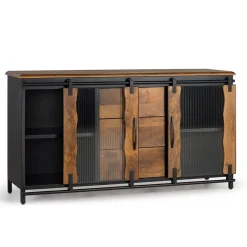 Wohnen Design Sideboard aus Mangoholz und Metall - Aglia