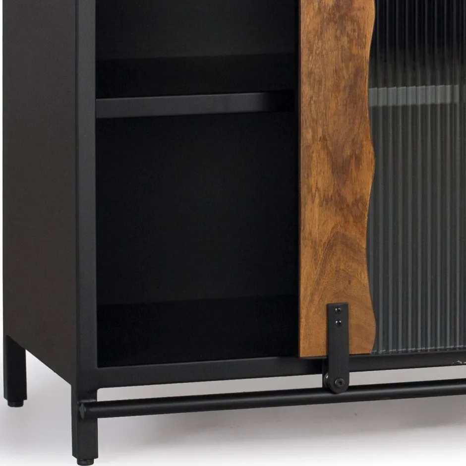 Wohnen Design Sideboard aus Mangoholz und Metall - Aglia
