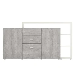 Wohnen Design Sideboard in Beton Optik & Weiß - Venatio