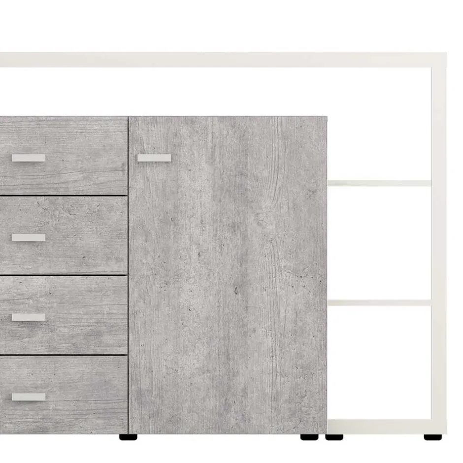 Wohnen Design Sideboard in Beton Optik & Weiß - Venatio