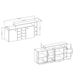 Wohnen Design Sideboard in Beton Optik & Weiß - Venatio
