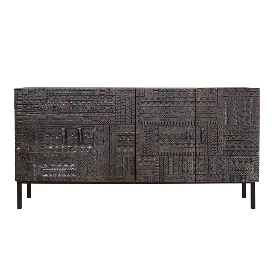 Wohnen Design Sideboard in Walnuss Braun - Solu