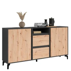 Wohnen Design Sideboard in Wildeiche NB & Anthrazit - Kiss