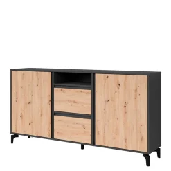 Wohnen Design Sideboard in Wildeiche NB & Anthrazit - Kiss