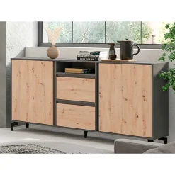 Wohnen Design Sideboard in Wildeiche NB & Anthrazit - Kiss