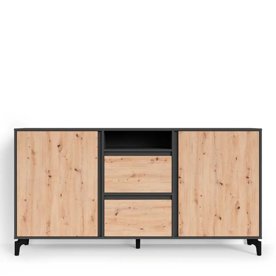 Wohnen Design Sideboard in Wildeiche NB & Anthrazit - Kiss