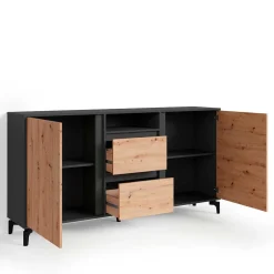 Wohnen Design Sideboard in Wildeiche NB & Anthrazit - Kiss