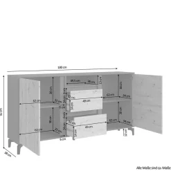 Wohnen Design Sideboard in Wildeiche NB & Anthrazit - Kiss