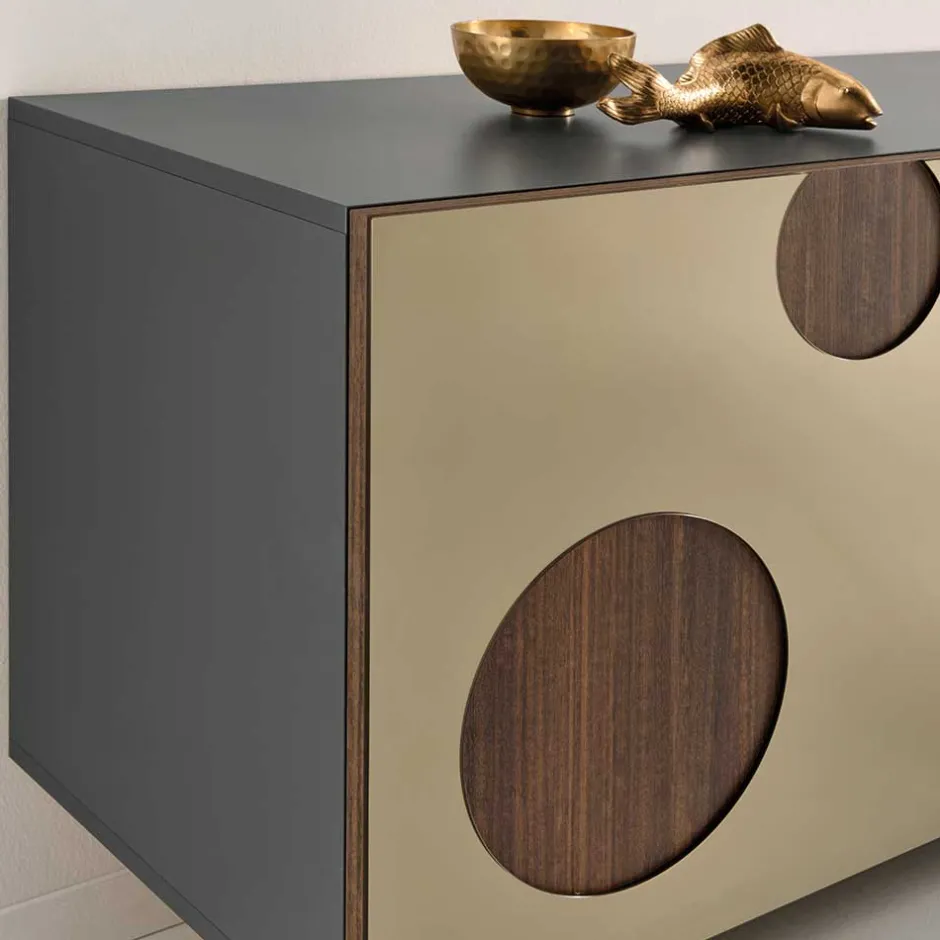 Design Sideboard mit Spiegelglas in Bronze - Fino^Wohnen Outlet