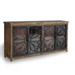 Wohnen Design Sideboard mit vier Glas Metalltüren - Everton