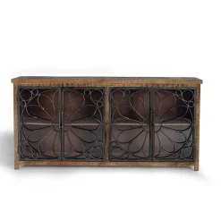 Wohnen Design Sideboard mit vier Glas Metalltüren - Everton