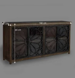 Wohnen Design Sideboard mit vier Glas Metalltüren - Everton