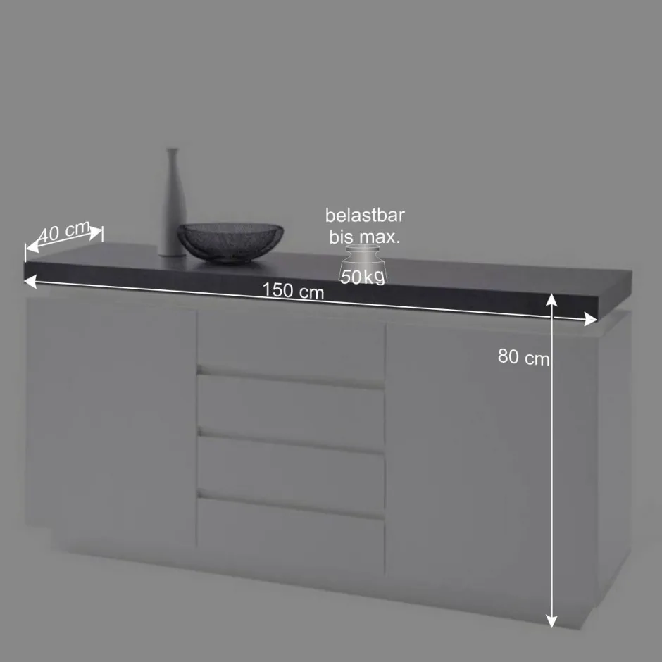 Wohnen Design Sideboard Rebelvo mit dimmbarer LED Beleuchtung