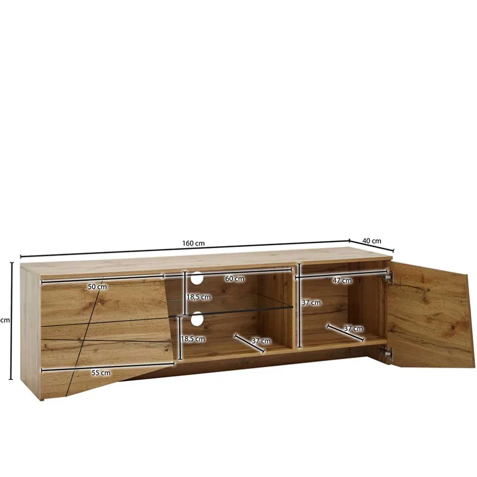 Wohnen Design TV Board in Eiche Optik - Senba