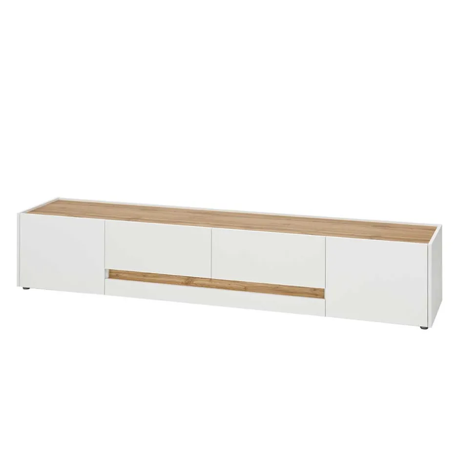 Design TV Board in Weiß & Wildeiche Optik - Nonessia^Wohnen Online