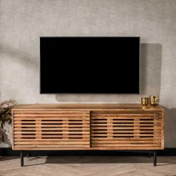 Design TV Board mit Lamellen Schiebetüren - Janana^Wohnen Discount