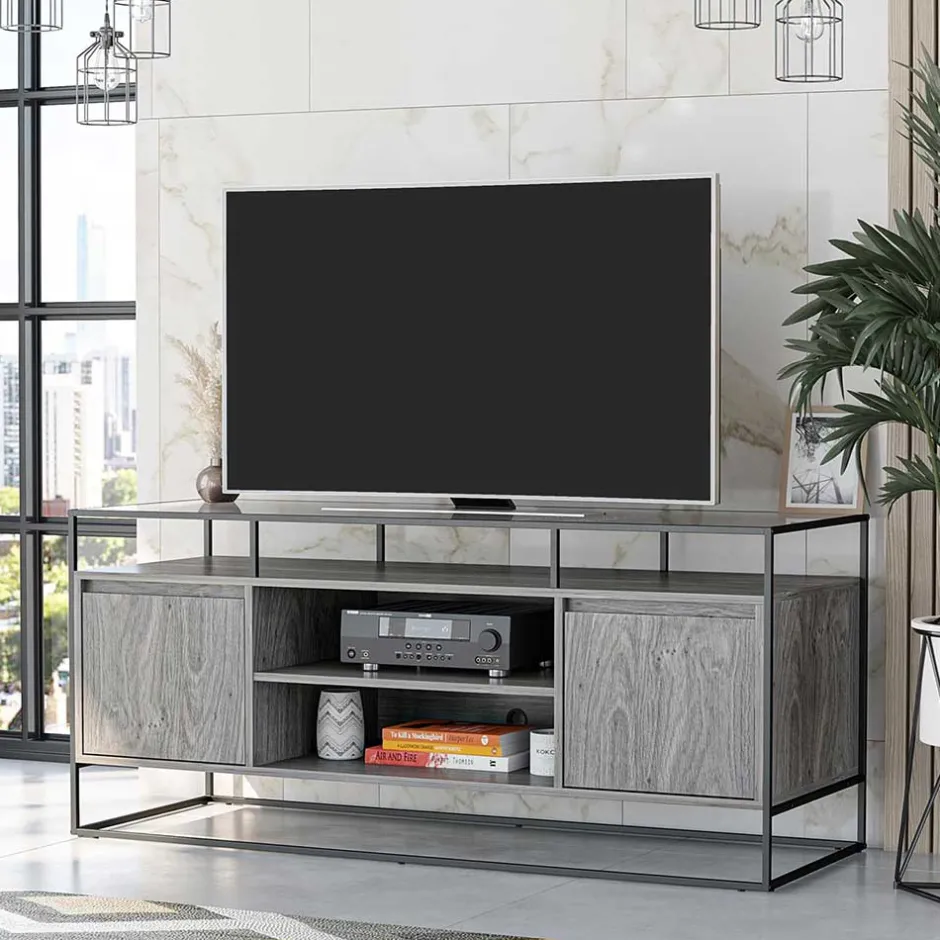 Wohnen Design TV Kommode in Eiche Grau - Midland
