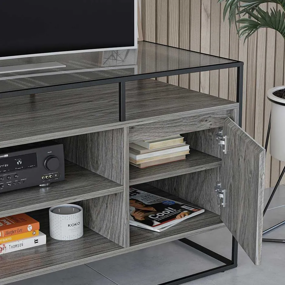 Wohnen Design TV Kommode in Eiche Grau - Midland