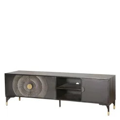 Design TV Lowboard in Schwarz mit Messing - Alkatar^Wohnen Sale