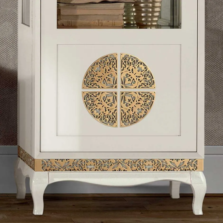 Wohnen Design TV Wand in Weiß & Gold - Valganios (vierteilig)