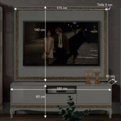 Wohnen Design TV Wand in Weiß & Gold - Valganios (vierteilig)