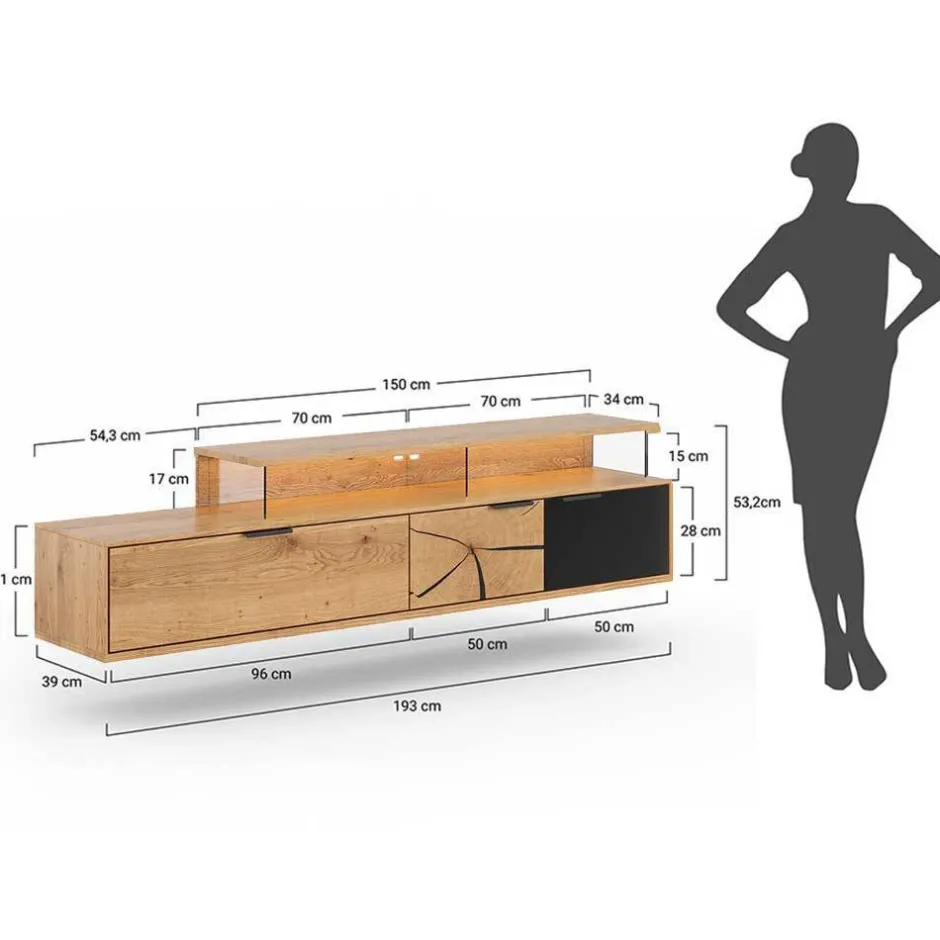 Design TV-Lowboard aus Eiche mit Glas - Masicuri^Wohnen Hot