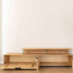 Design TV-Lowboard aus Eiche mit Glas - Masicuri^Wohnen Hot