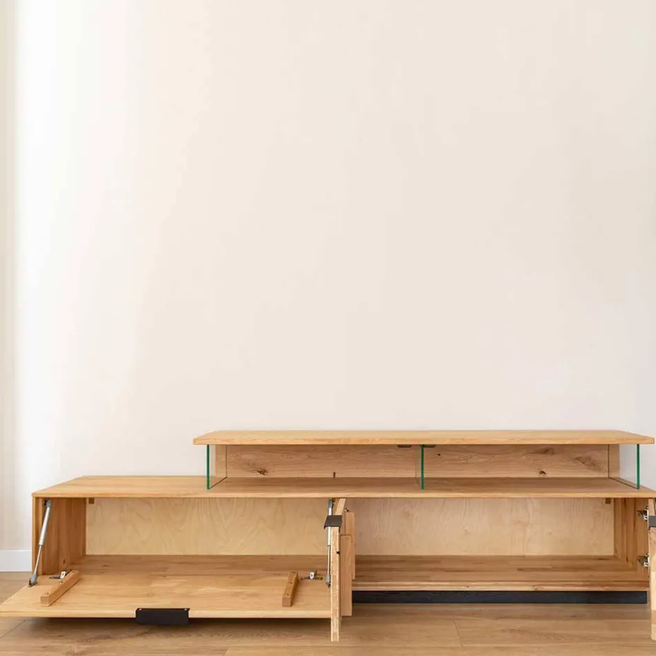 Design TV-Lowboard aus Eiche mit Glas - Masicuri^Wohnen Hot