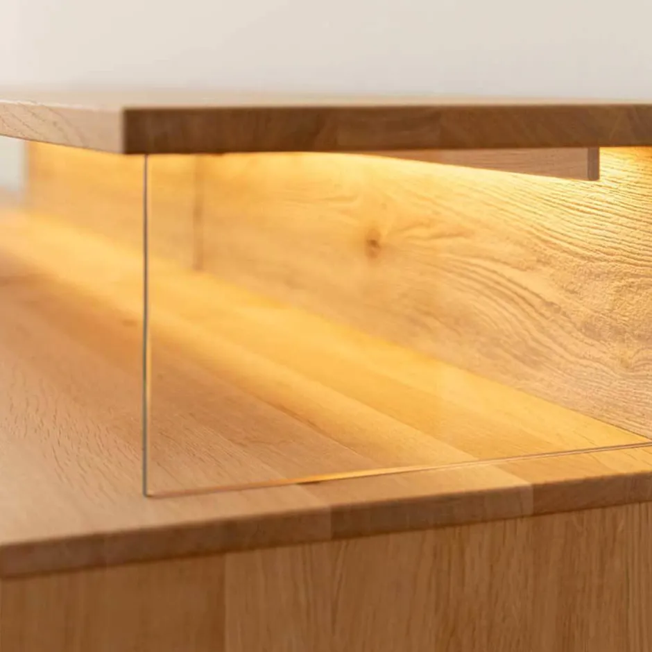 Design TV-Lowboard aus Eiche mit Glas - Masicuri^Wohnen Hot
