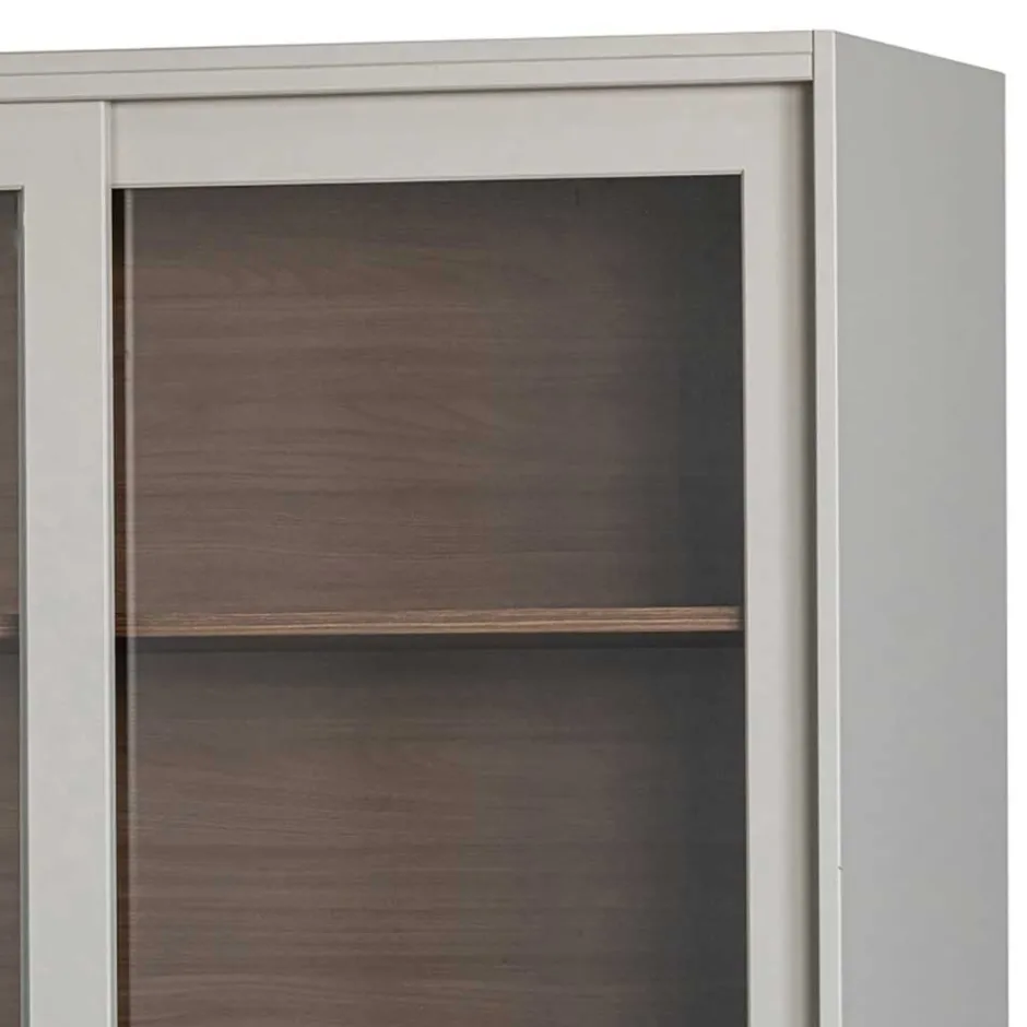 Wohnen Design Vitrinenschrank mit Glas-Schiebetüren - Cretasa